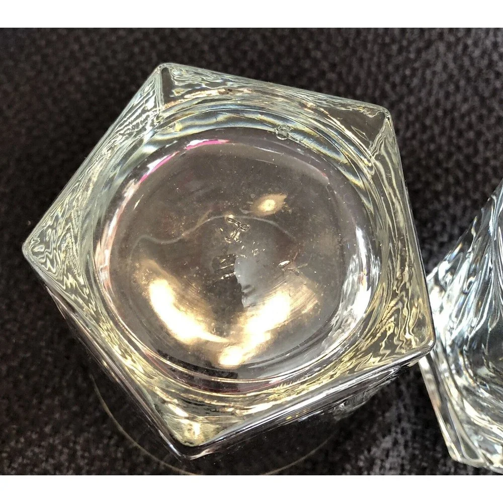 Faceted Bourbon Glass Rocks Glasses 12.5oz set of 2 Heavy‎ Duty Bottoms Drinks